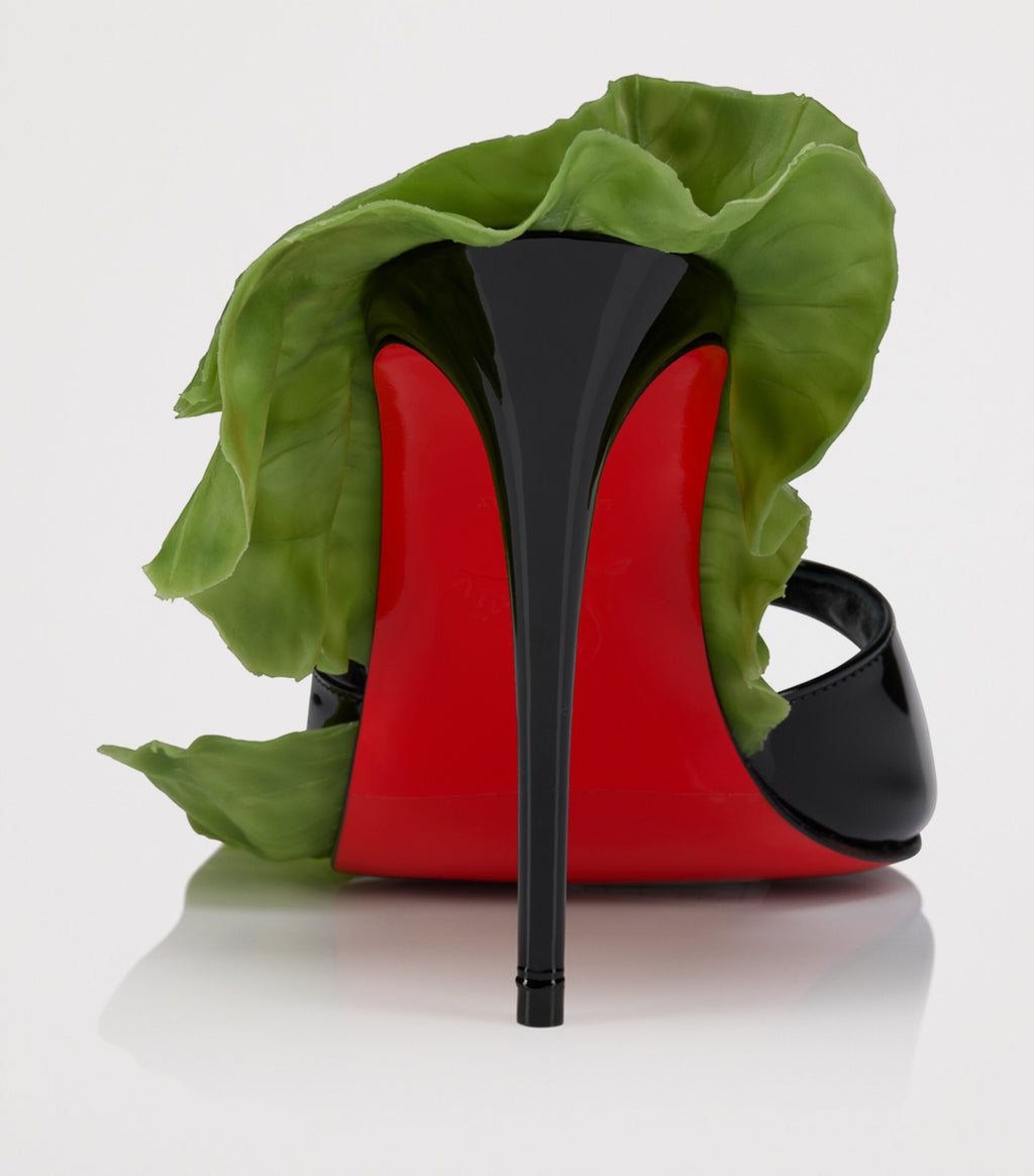 Women's Lettuce & Snail-Embellished Patent Leather Mule Heels