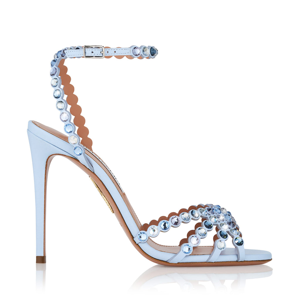 Ladies' Sky Blue Crystal Ankle-Strap Stiletto Sandals