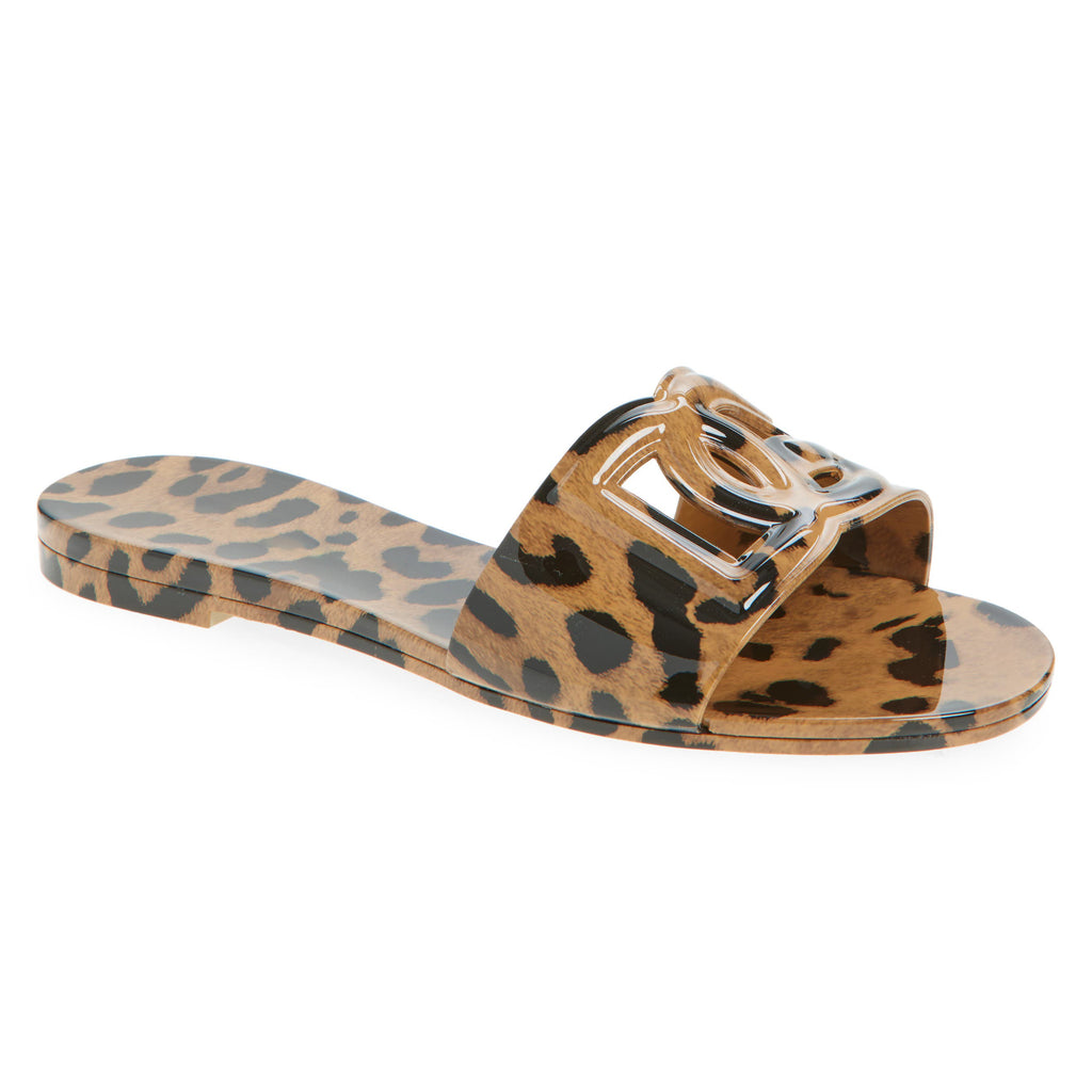 Ladies' Glossy Leopard Print Casual Pool Slides