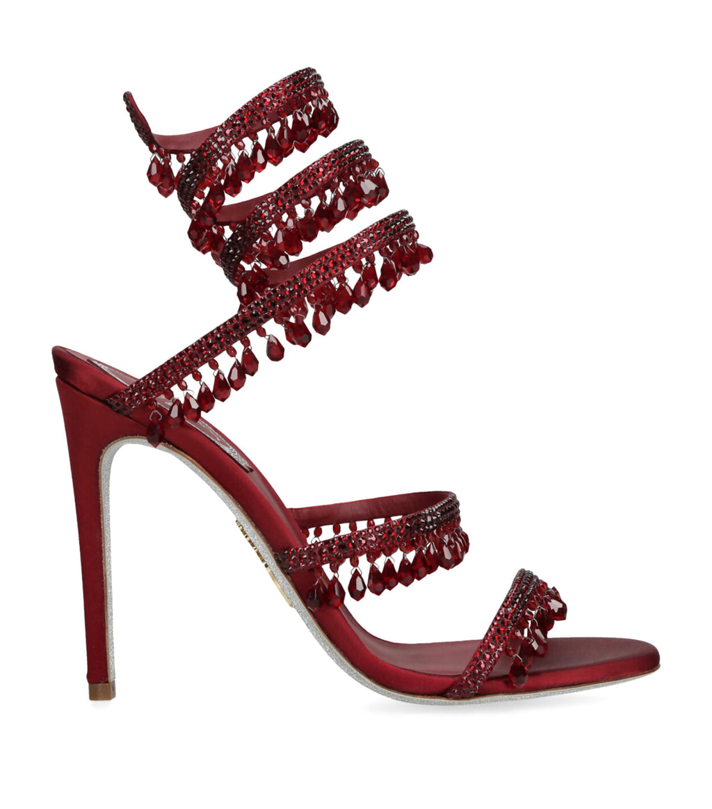 Ladies' Crystal Fringe Spiral Wrap Stiletto Sandals