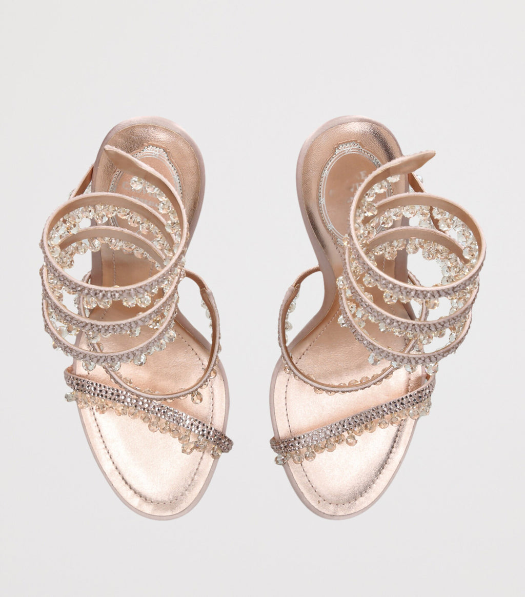 Ladies' Crystal Fringe Ankle-Wrap Stiletto Sandals