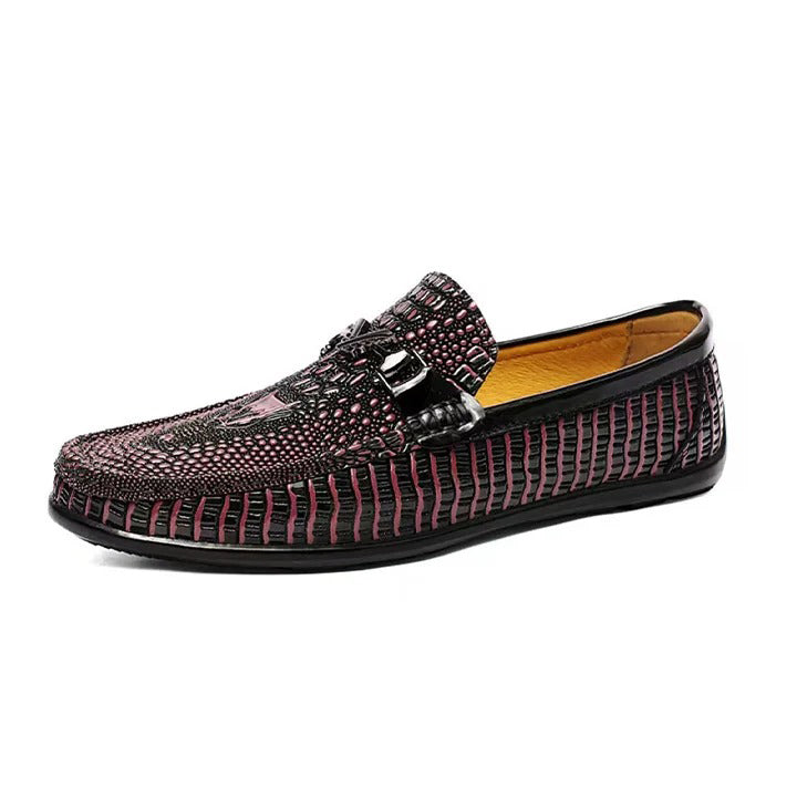 Men's Crocodile-Embossed Leather Loafers