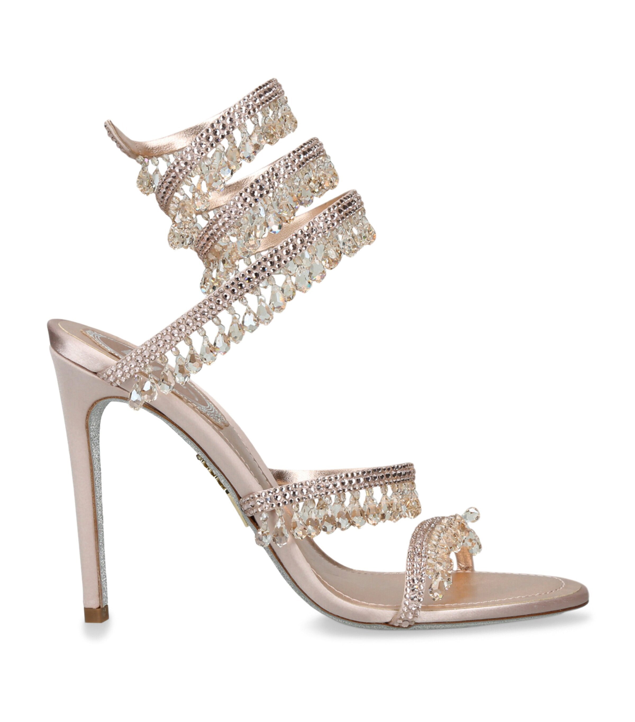 Ladies' Crystal Fringe Ankle-Wrap Stiletto Sandals