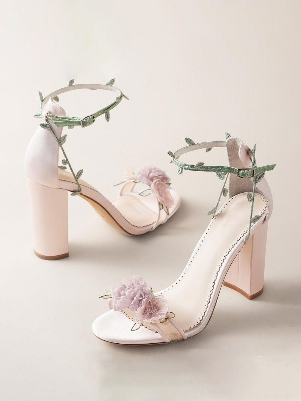 Women's Floral-Embellished Satin Block-Heel Sandals