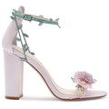 Women's Floral-Embellished Satin Block-Heel Sandals
