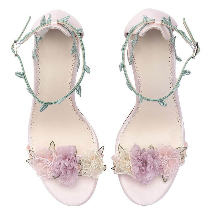 Women's Floral-Embellished Satin Block-Heel Sandals