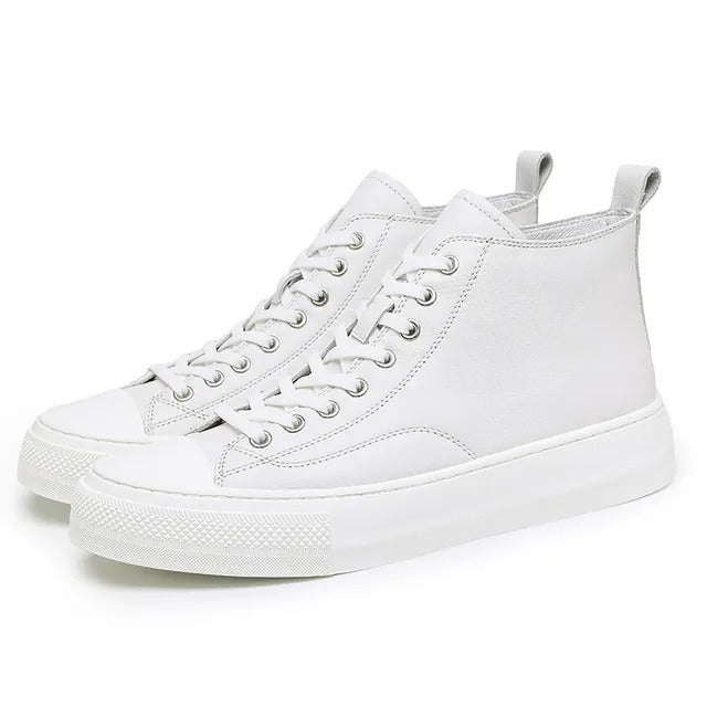 Men's Casual Mid-Top Lace-Up Leather Shoes