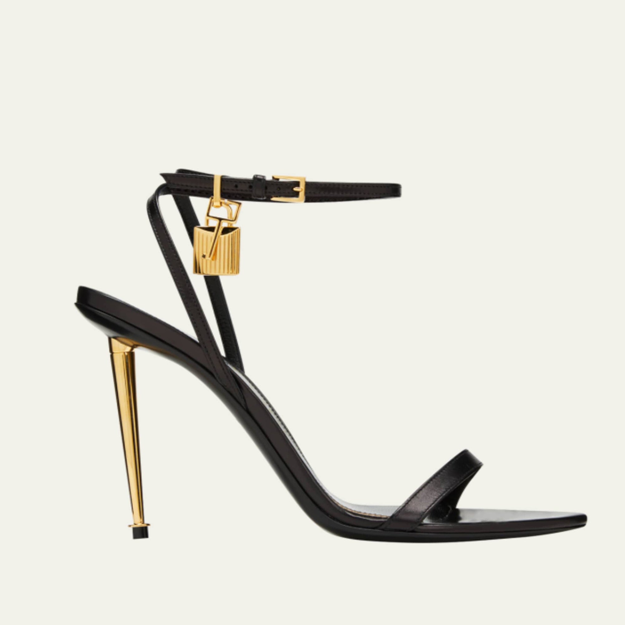 Ladies' Metallic Padlock Charm Ankle Strap Stiletto Heels
