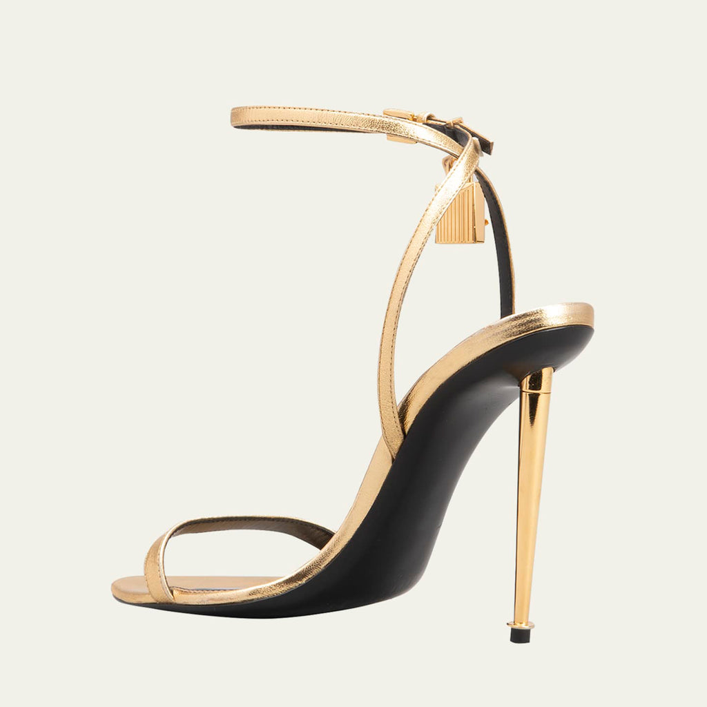 Ladies' Metallic Padlock Charm Ankle Strap Stiletto Heels
