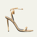 Ladies' Metallic Padlock Charm Ankle Strap Stiletto Heels
