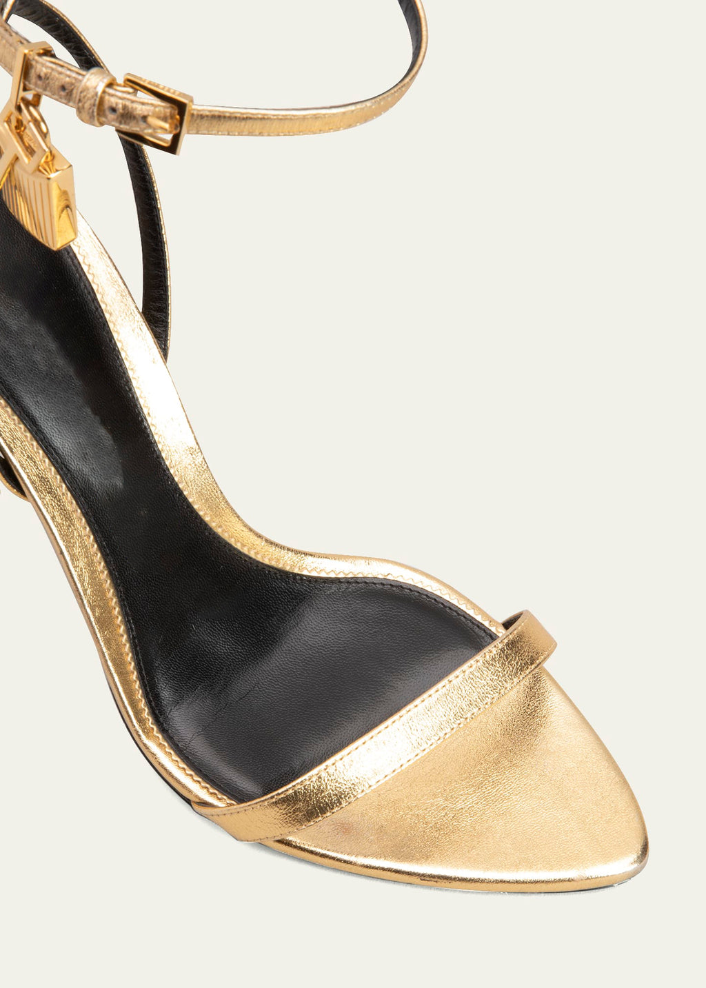 Ladies' Metallic Padlock Charm Ankle Strap Stiletto Heels