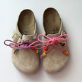 Women's Beaded Lace-Up Suede Clogs