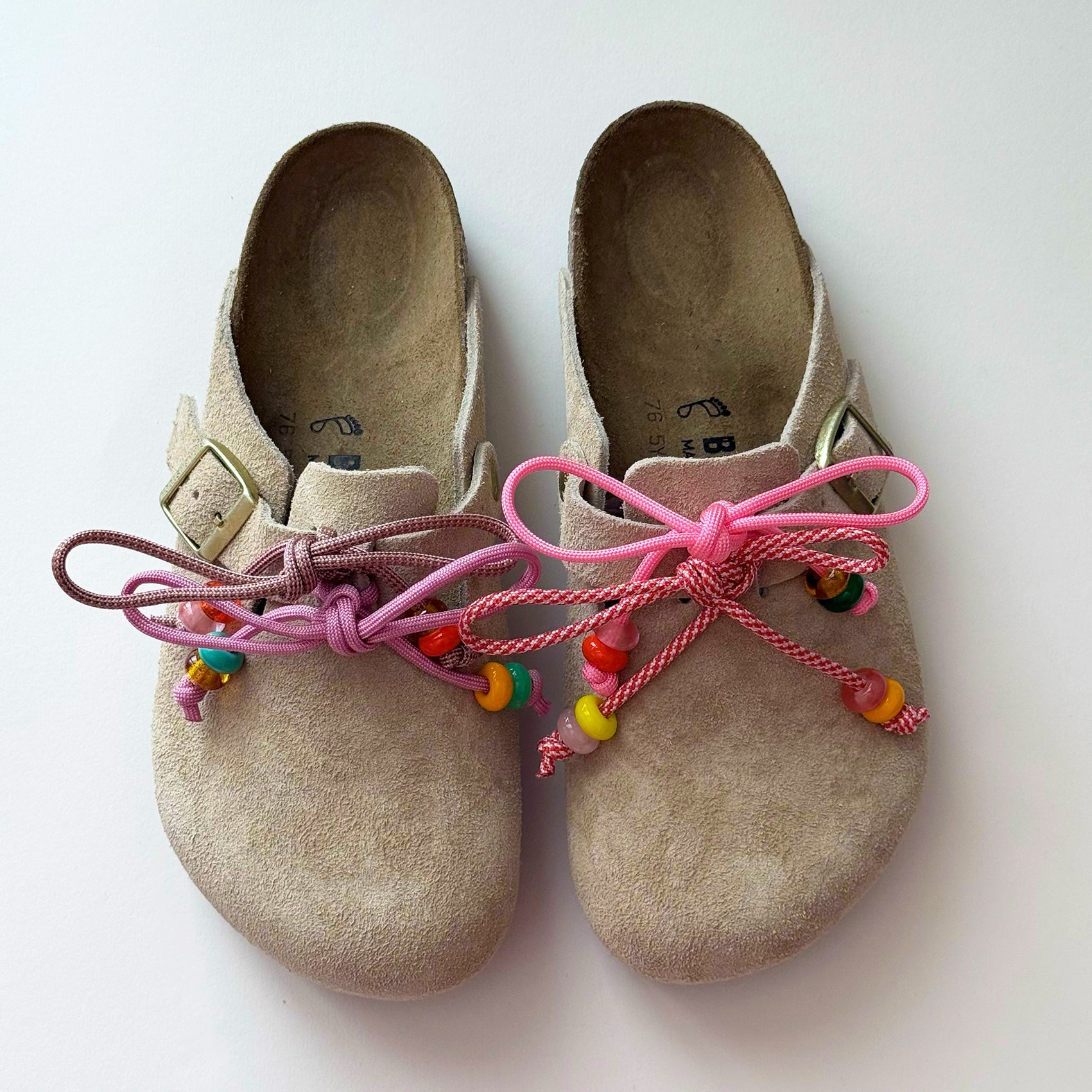 Women's Beaded Lace-Up Suede Clogs