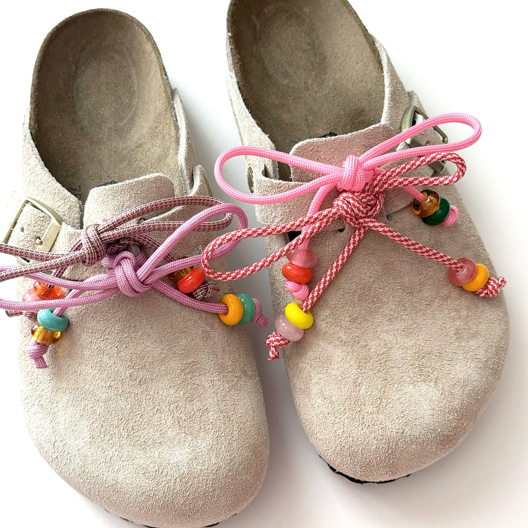 Women's Beaded Lace-Up Suede Clogs