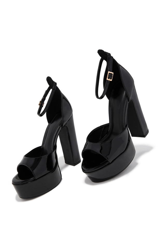 Ladies' Patent Leather Peep-Toe Platform Heels