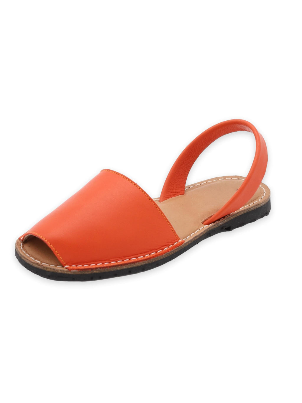 Hand-Stitched Single Strap Slingback Genuine Leather Flat Sandals