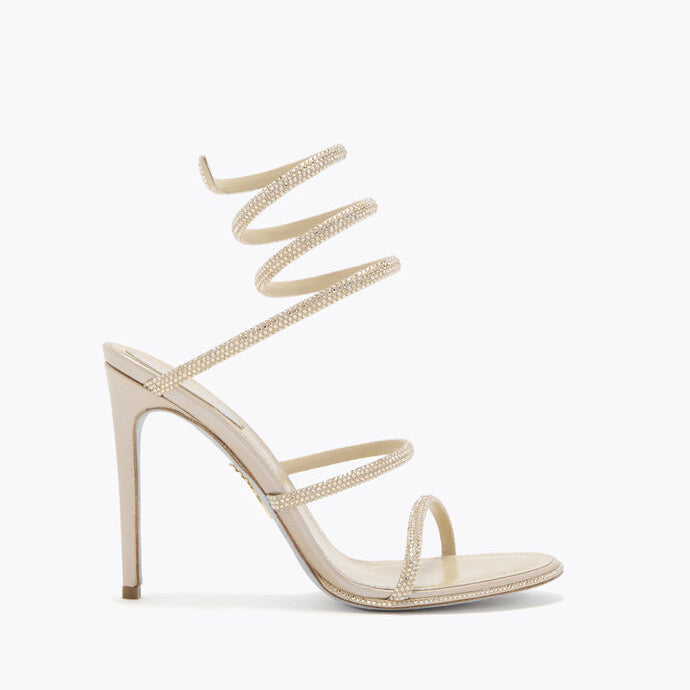Ladies' Crystal Coiled Ankle-Wrap Stiletto Sandals