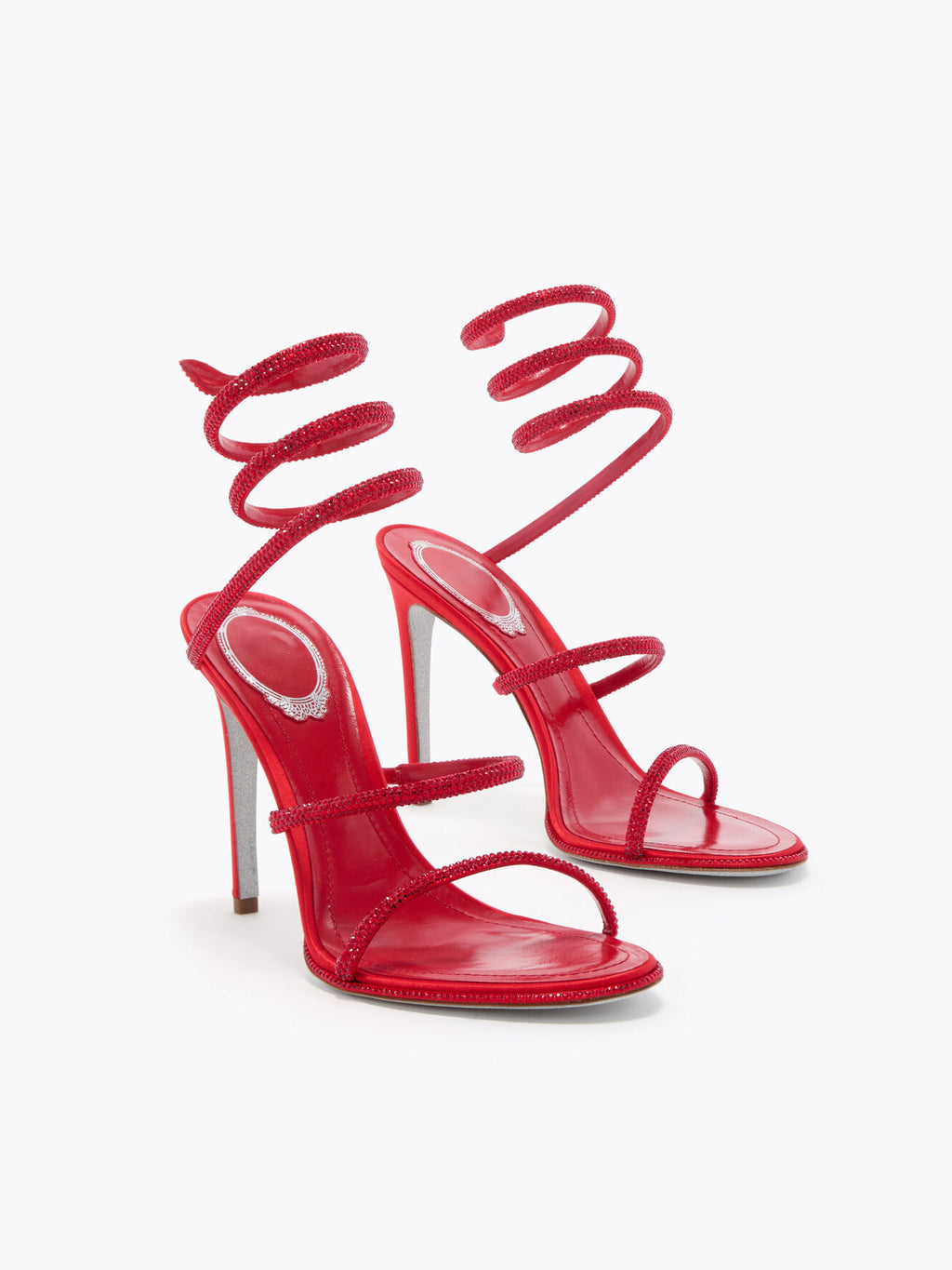 Ladies' Crystal Coiled Ankle-Wrap Stiletto Sandals