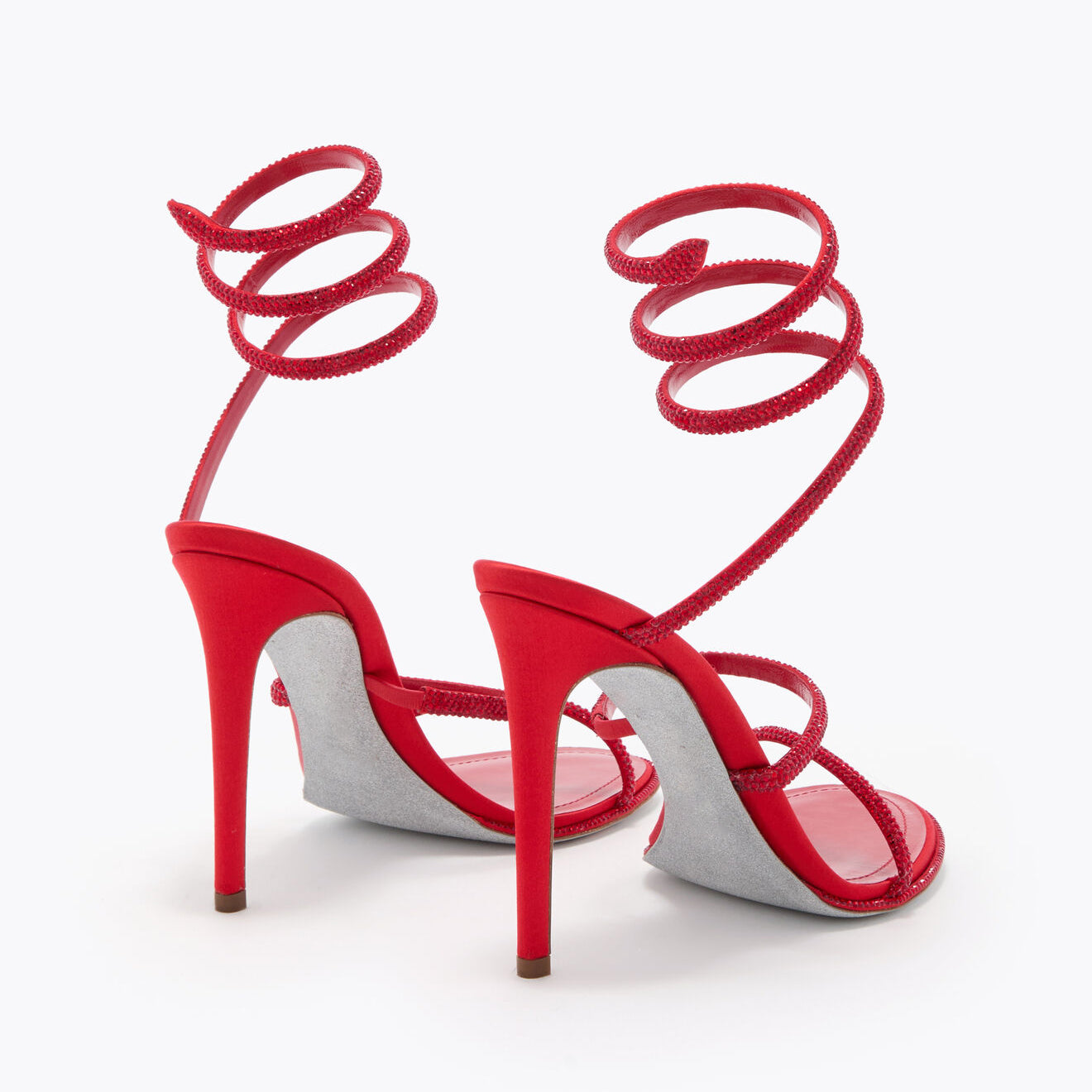 Ladies' Crystal Coiled Ankle-Wrap Stiletto Sandals