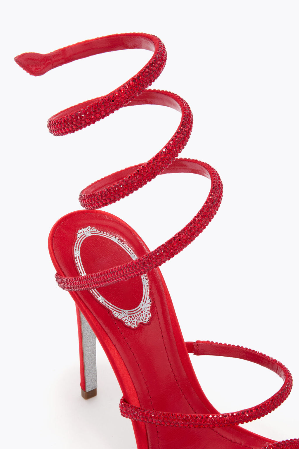 Ladies' Crystal Coiled Ankle-Wrap Stiletto Sandals