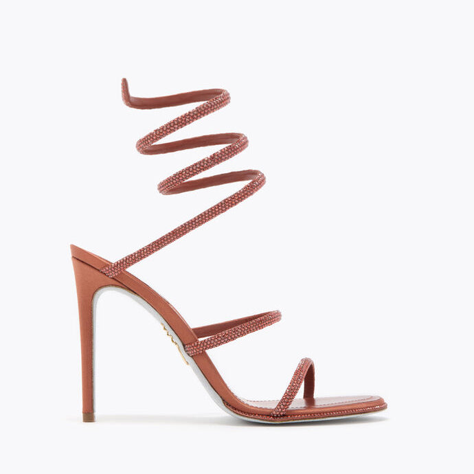 Ladies' Crystal Coiled Ankle-Wrap Stiletto Sandals