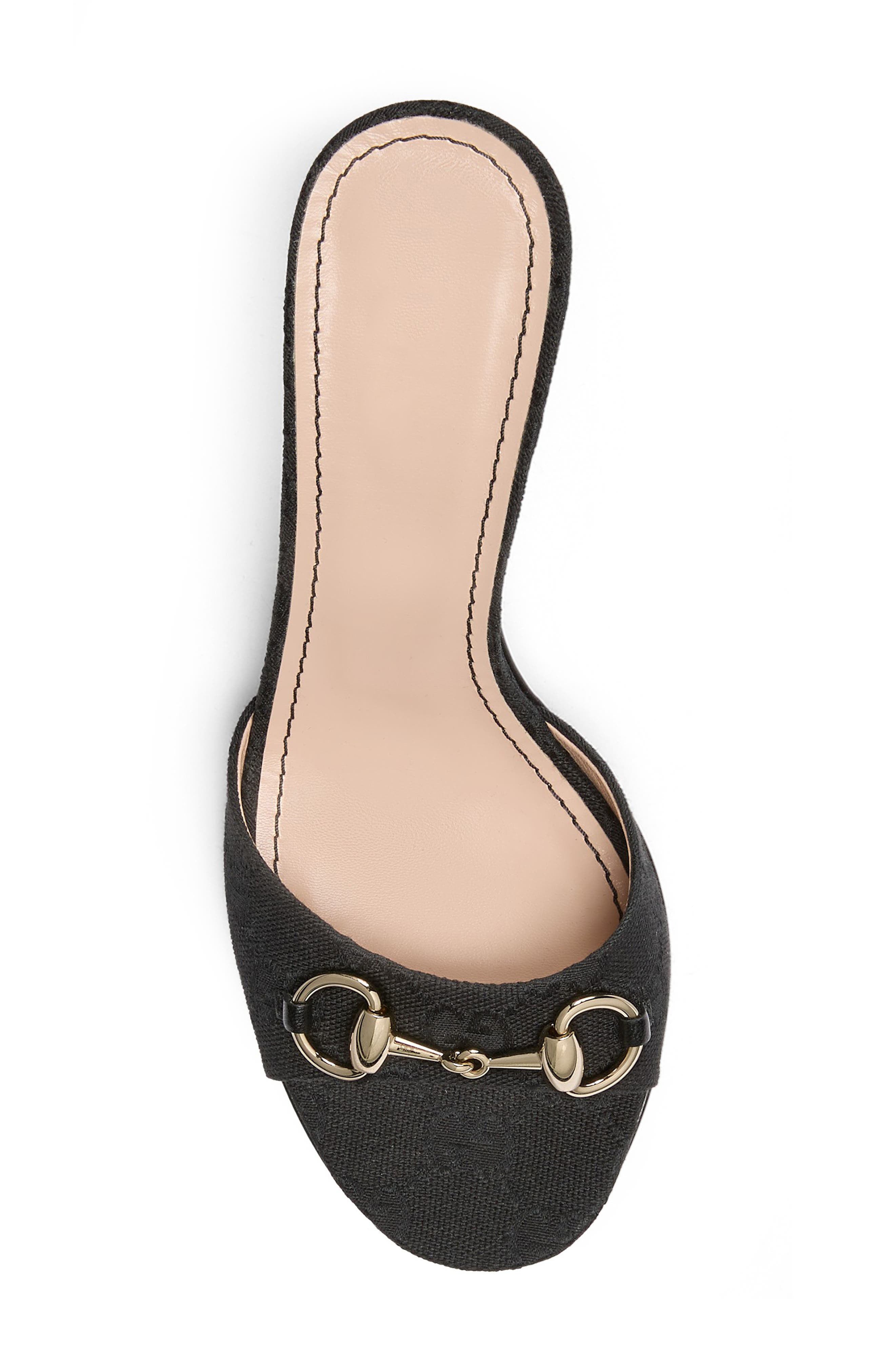 Ladies' Monogram Canvas Horsebit Kitten Heel Mules