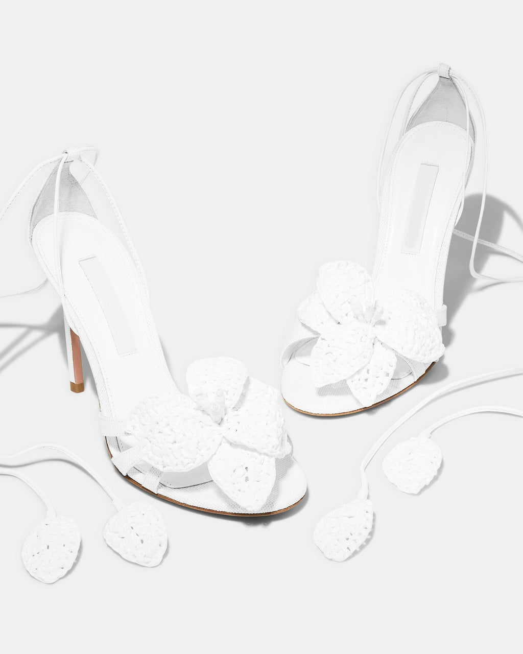 Women's Crochet Flower Ankle-Tie Stiletto Sandals