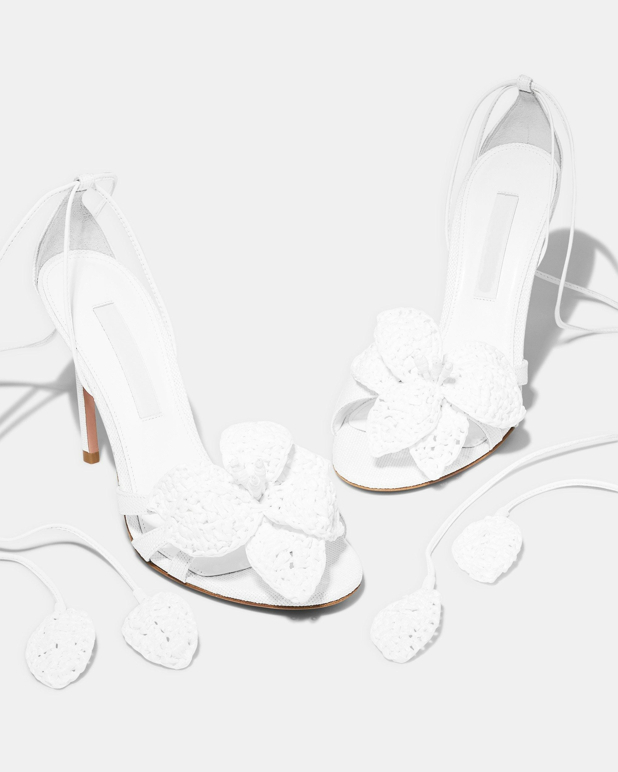 Women's Crochet Flower Ankle-Tie Stiletto Sandals