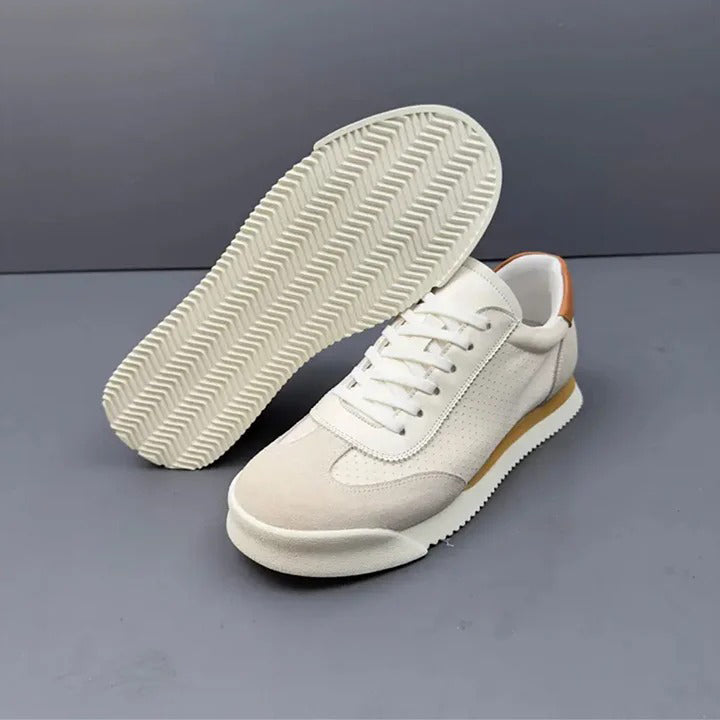 Men's Beige Suede Retro Sneakers