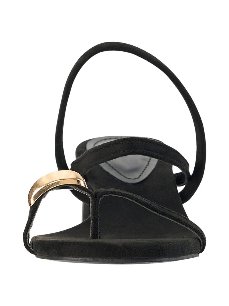 Ladies' Metal Accent Toe-Loop Block Heel Sandals