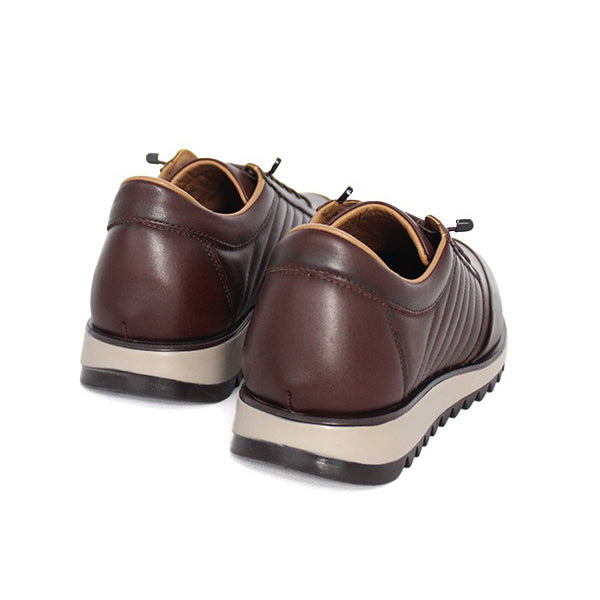 Men's Brown Quilted Leather Low-Top Sneakers
