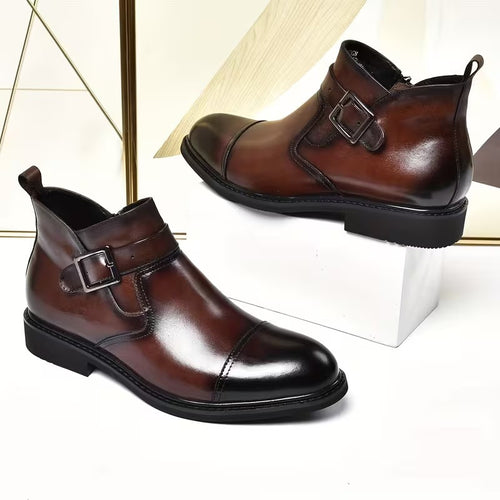 Hybrid Formal-Casual Buckle Boots