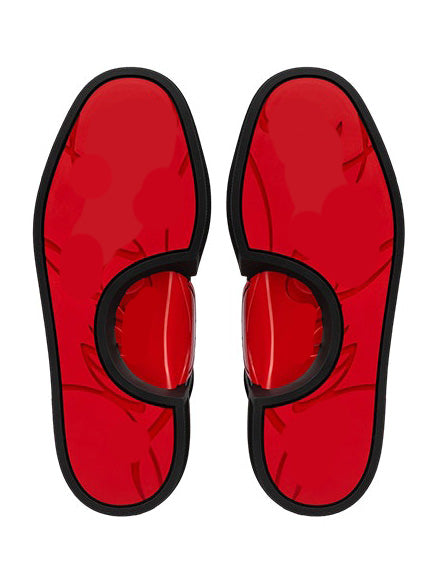 Black Grainy Leather Low-Top Red Sneakers