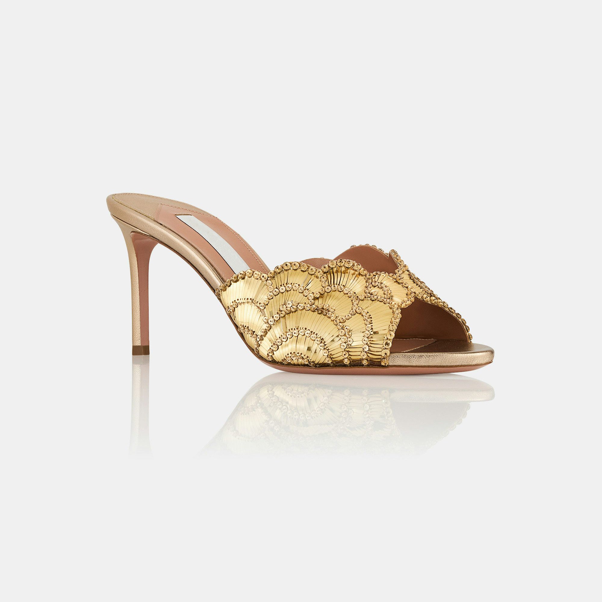 Ladies' Luxury Beaded Shell Motif Open-Toe Heels