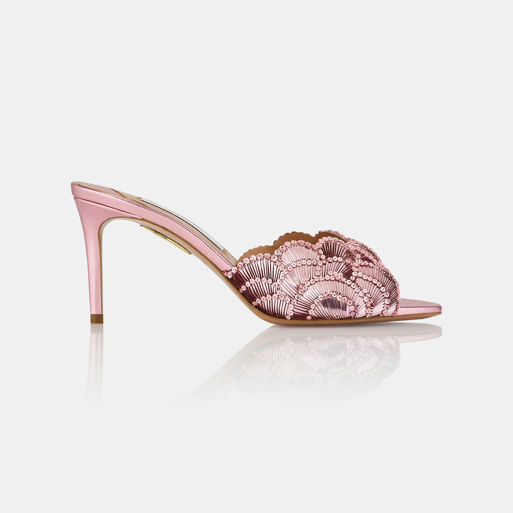 Ladies' Luxury Beaded Shell Motif Open-Toe Heels