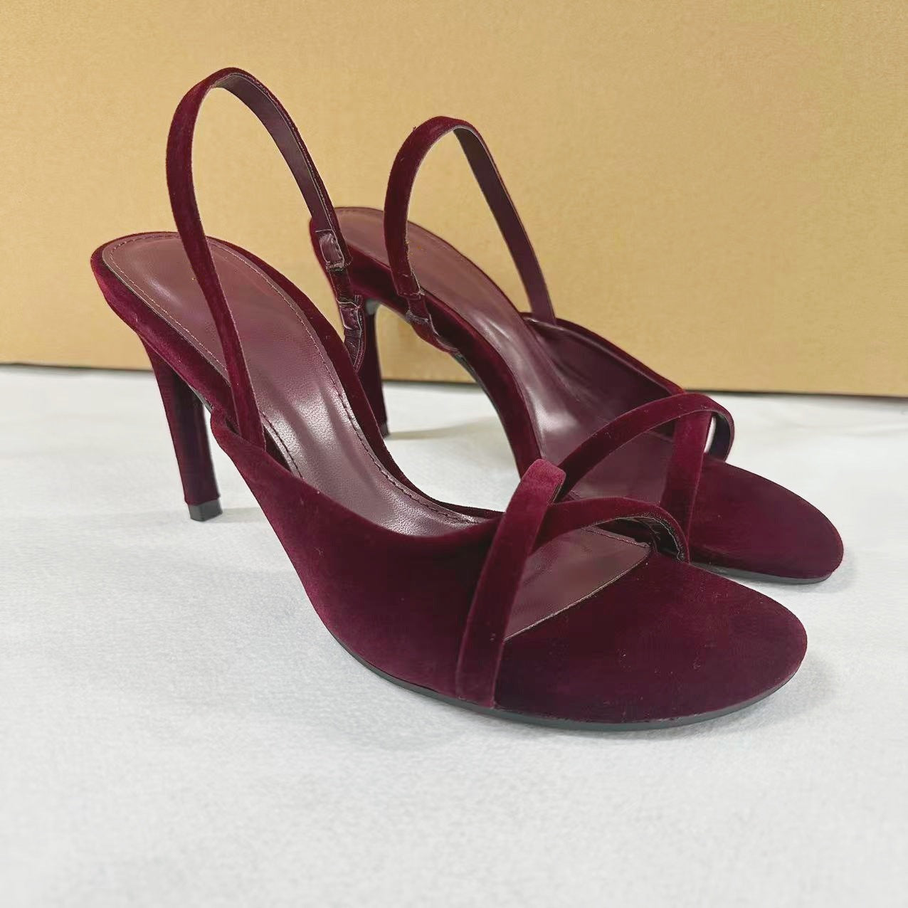 Ladies' Velvet Slingback Stiletto Heel Sandals