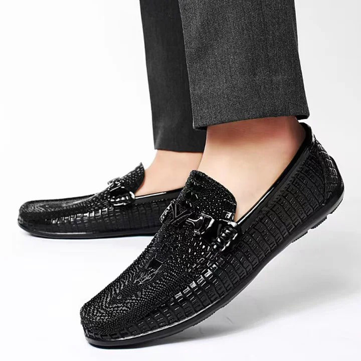 Men's Crocodile-Embossed Leather Loafers