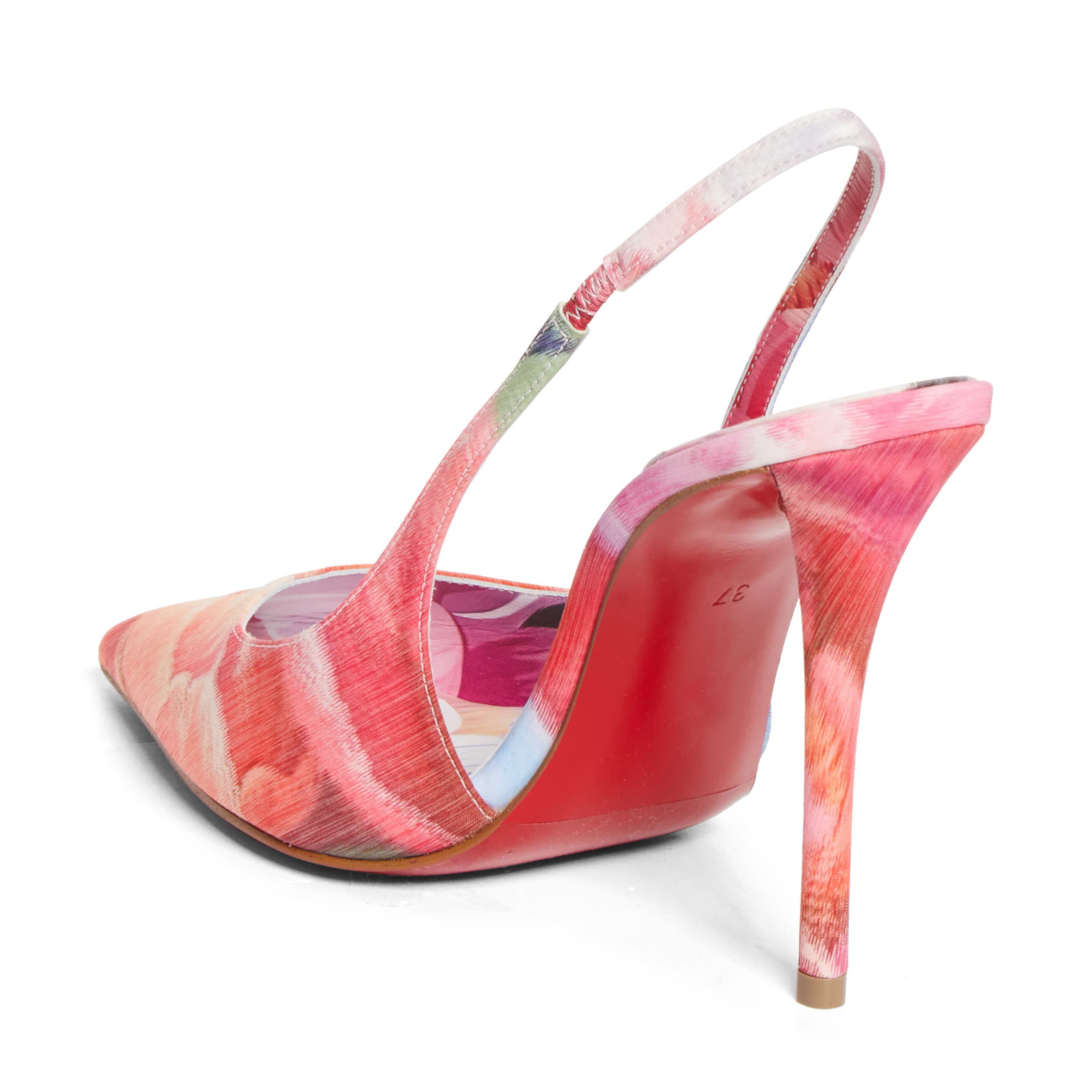 Ladies' Red-Sole Watercolor Flower Stiletto Heels