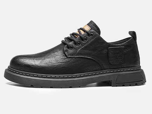 Distressed Leather Low-Top Work Shoes