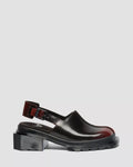Polished Two-Tone Square-Toe Block Heel Slingback Mules