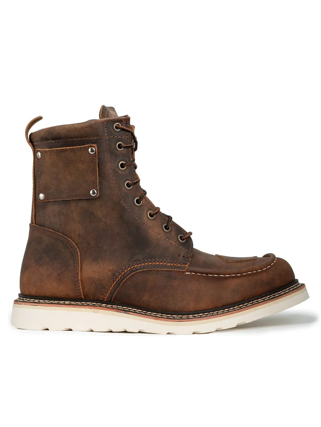 Distressed Leather Cap Toe Work Boots
