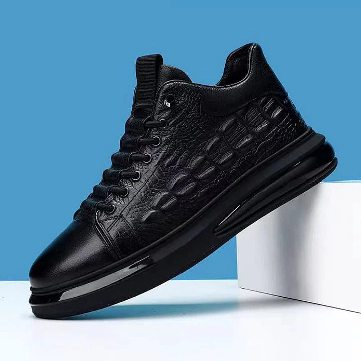 Men's Mid-High Top Casual Shoes | Crocodile-Embossed Design
