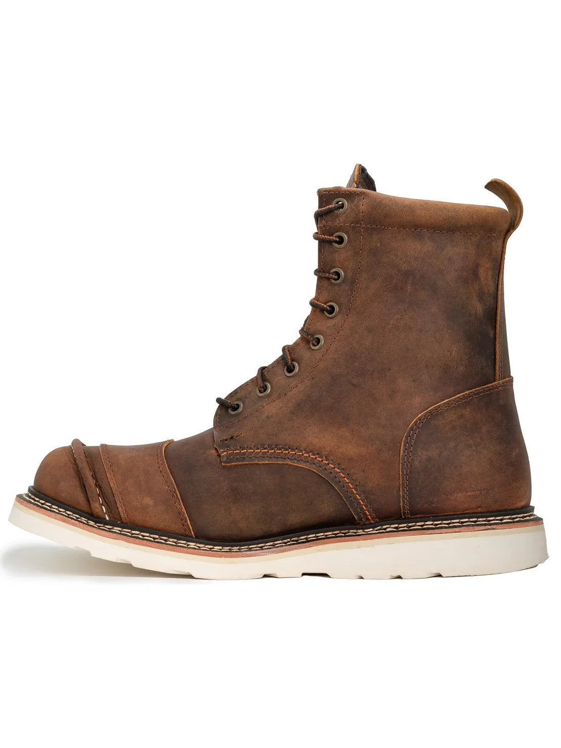 Distressed Leather Cap Toe Work Boots