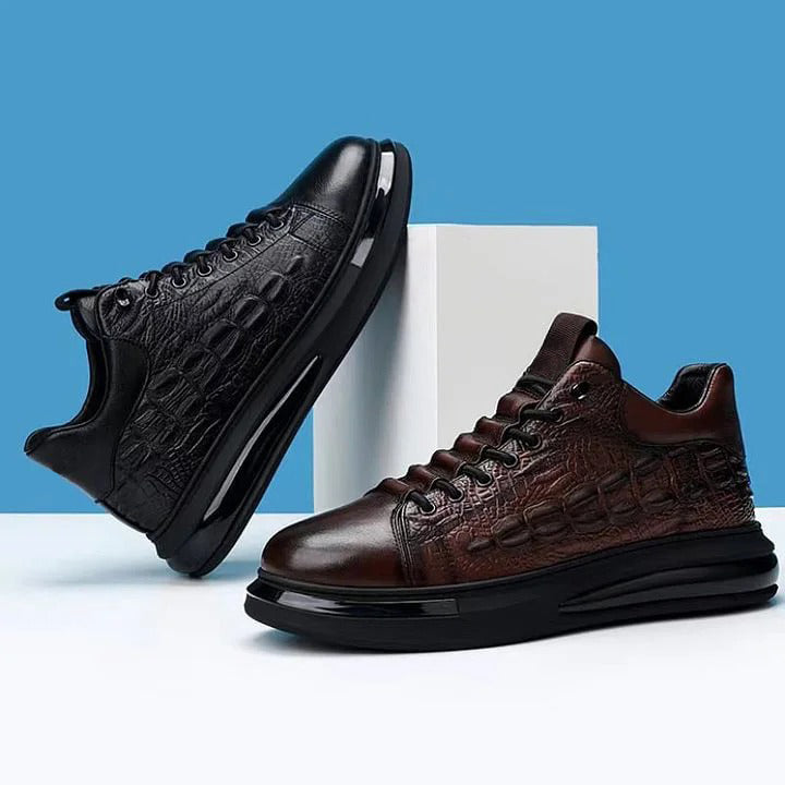 Men's Mid-High Top Casual Shoes | Crocodile-Embossed Design