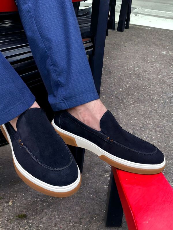Men's Suede Platform Slip-On Loafers