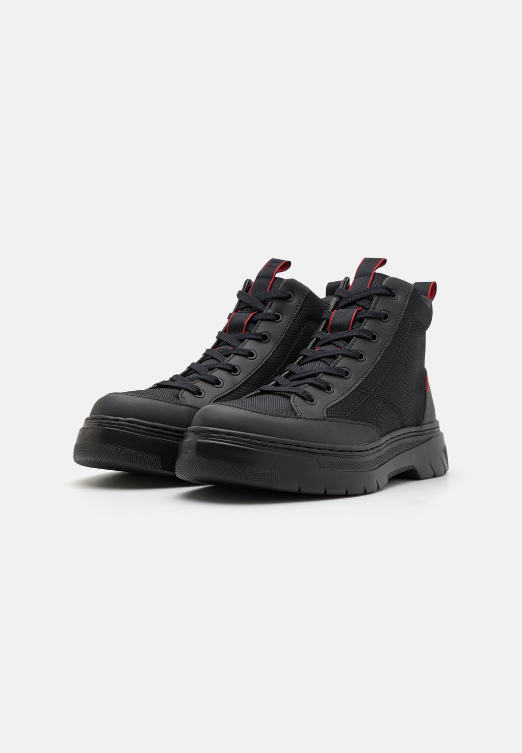 All-Black Red Accent Casual High-Tops