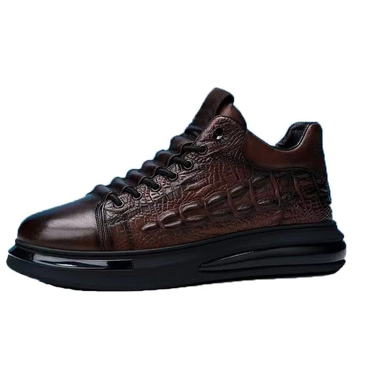 Men's Mid-High Top Casual Shoes | Crocodile-Embossed Design