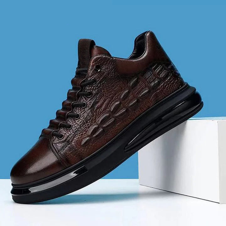 Men's Mid-High Top Casual Shoes | Crocodile-Embossed Design