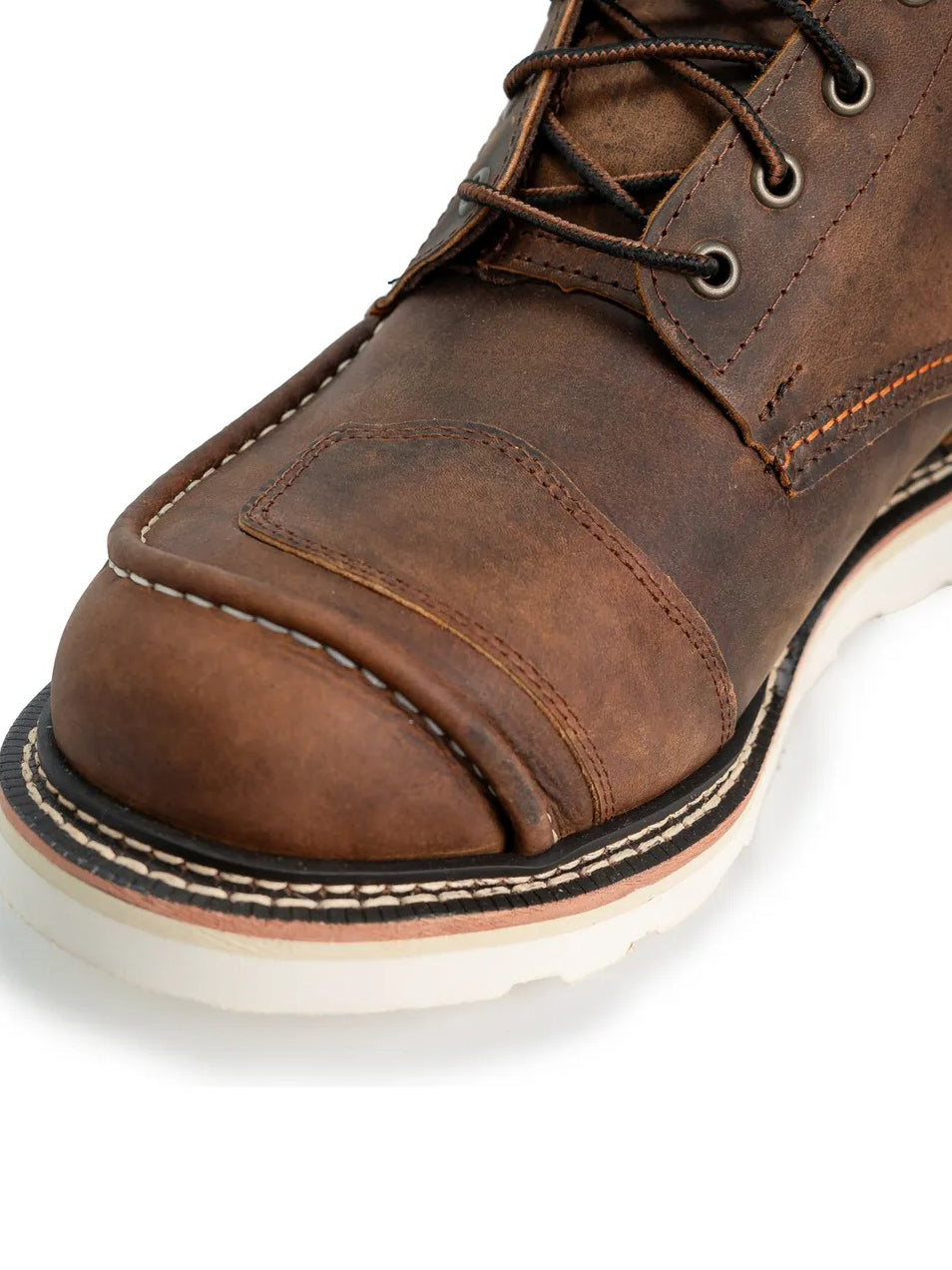 Distressed Leather Cap Toe Work Boots