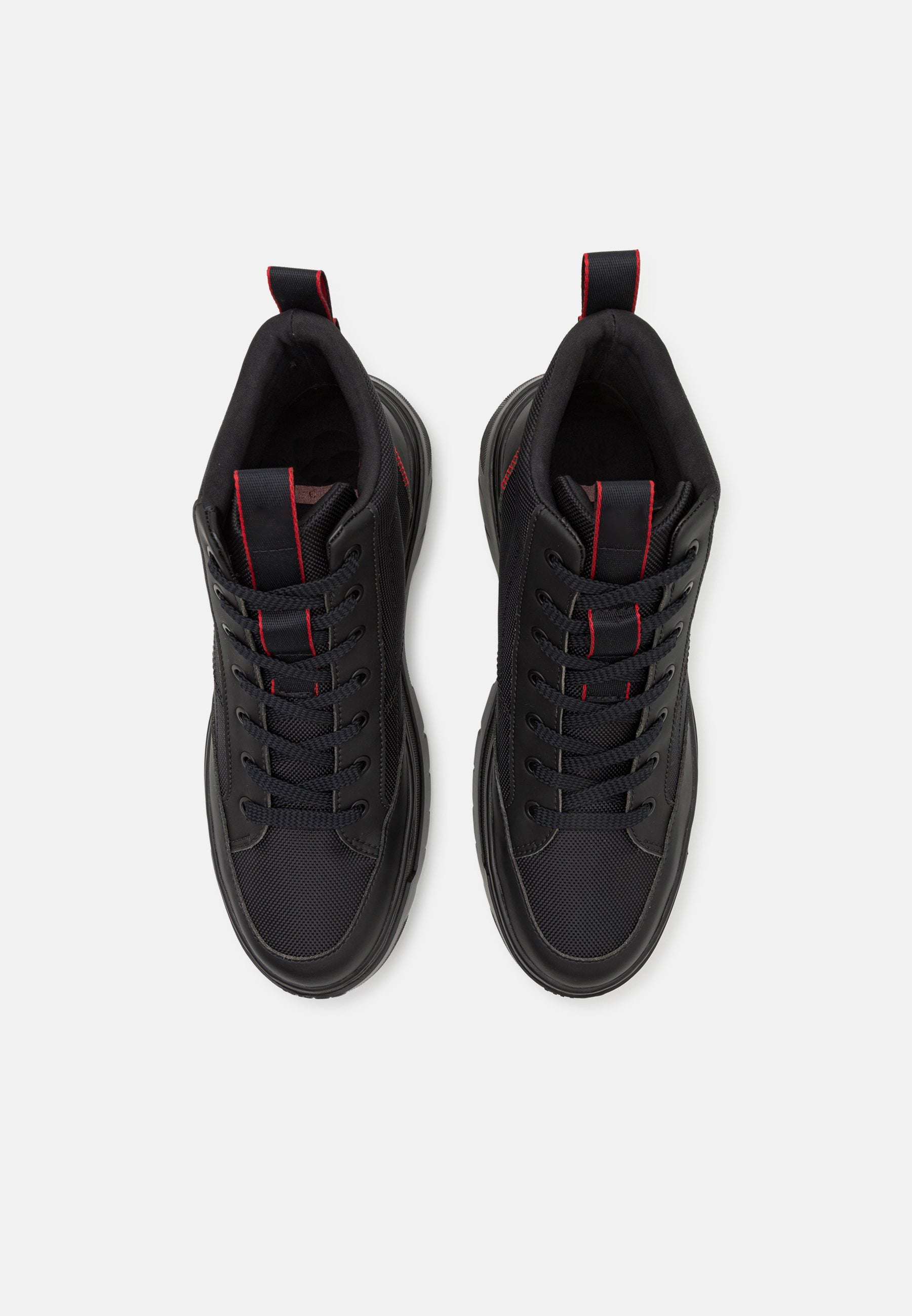 All-Black Red Accent Casual High-Tops